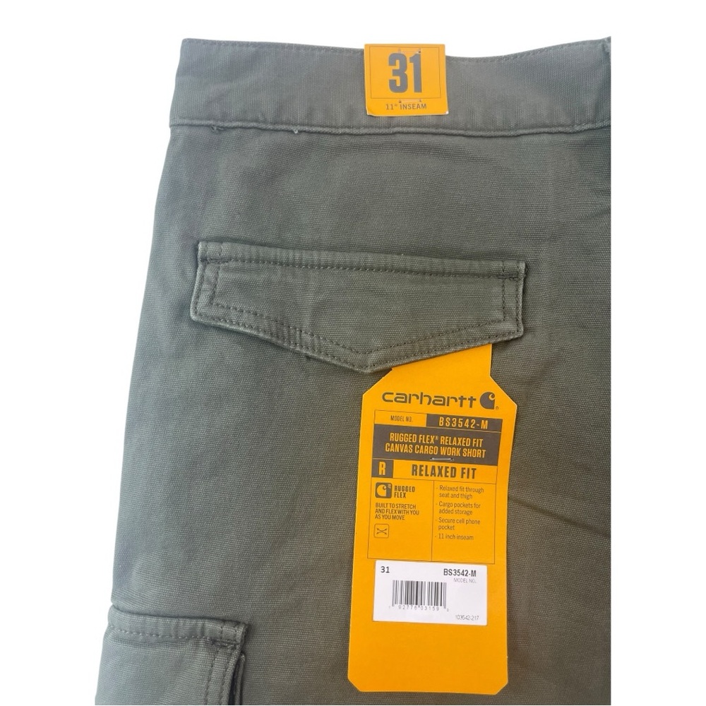 Carhartt Rugged Flex Relaxed Fit Canvas Cargo Work Short BS3542-M Green Sz 31” - Picture 6 of 8